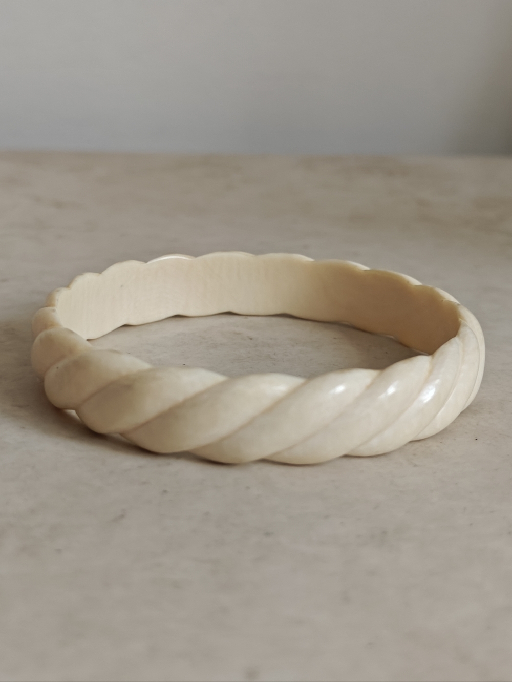 RARE Old Art Deco Pre-ban Ivory Twisted Rope Bangle Bracelet